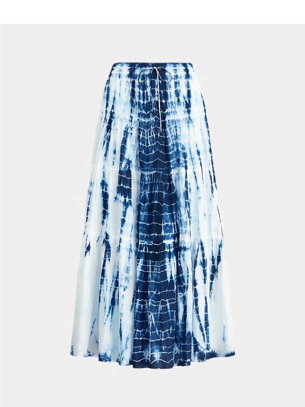 Ralph Lauren Blue and White Tie-Dye Maxi Skirt